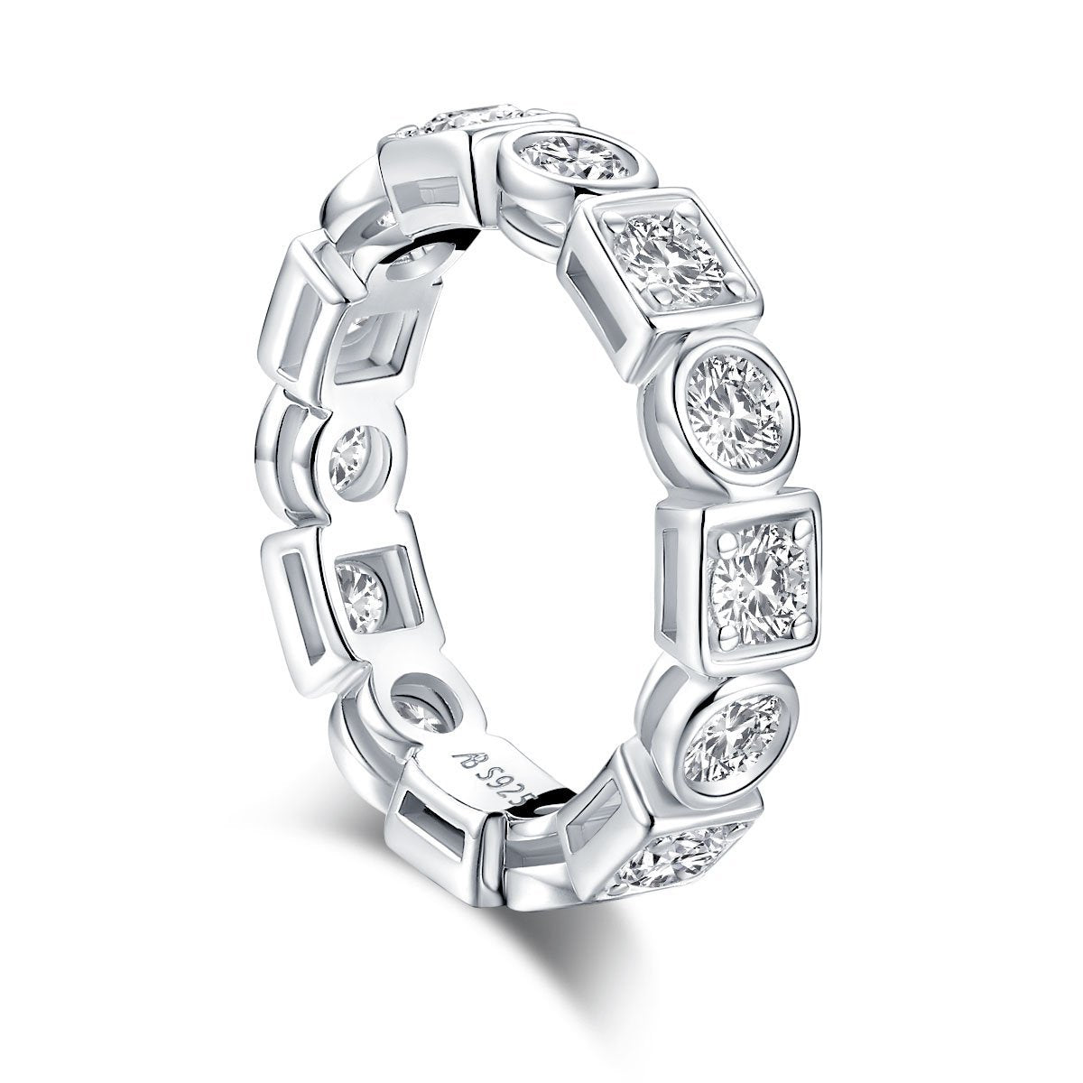 925 Sterling Silver Round CZ Full Eternity Ring