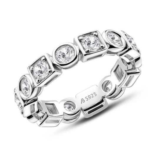 925 Sterling Silver Round CZ Full Eternity Ring