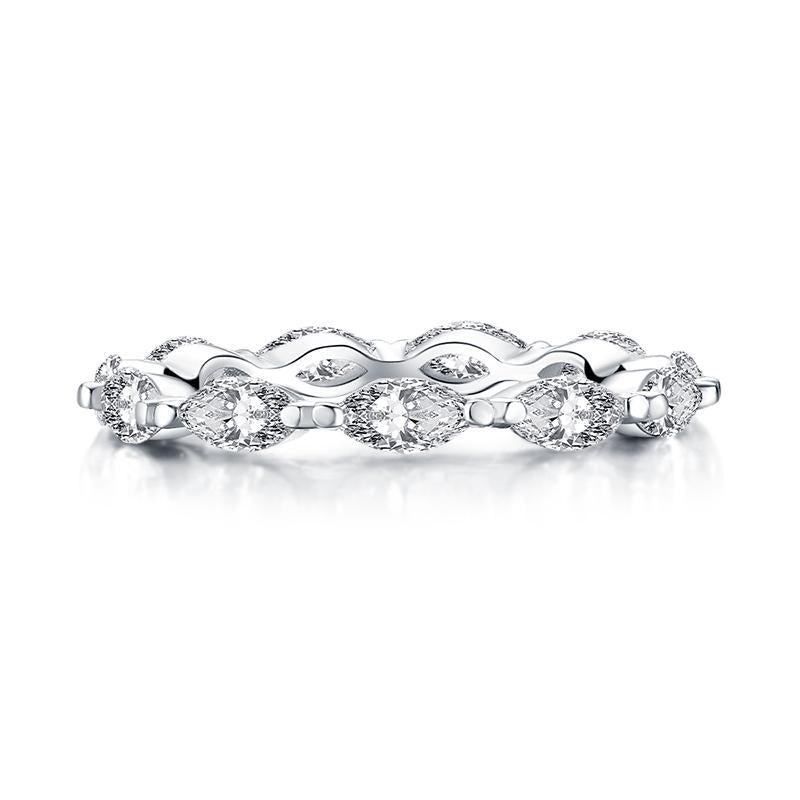 925 Sterling Silver Marquise Cut CZ Eternity Band