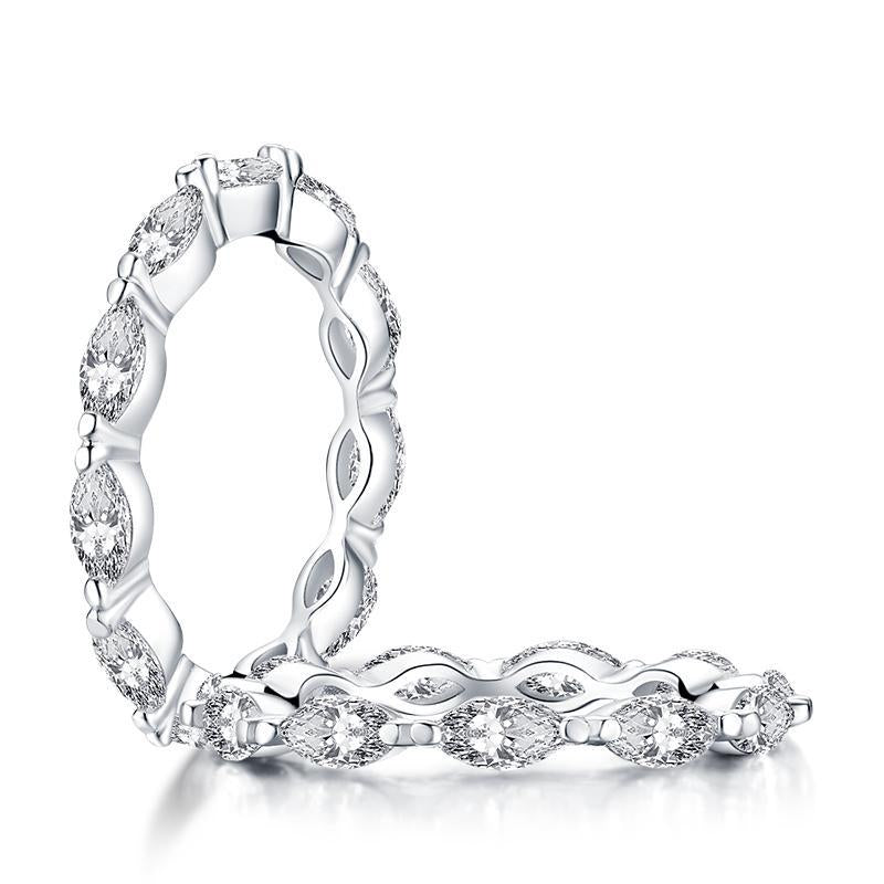 925 Sterling Silver Marquise Cut CZ Eternity Band