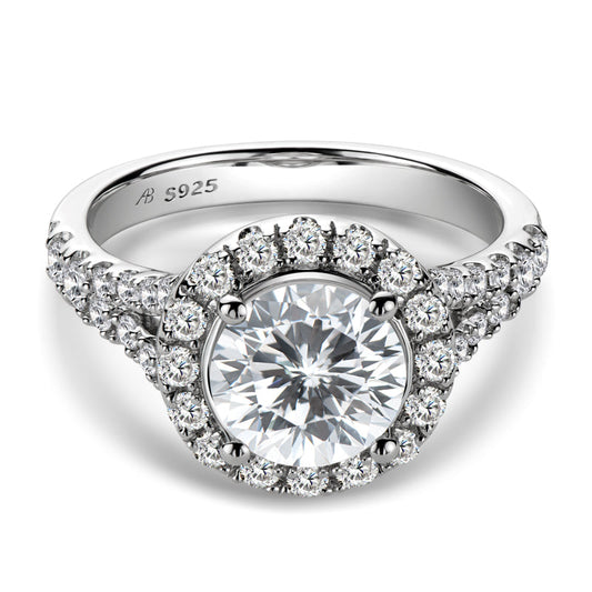 925 Sterling Silver Round Cut Cz Halo Ring