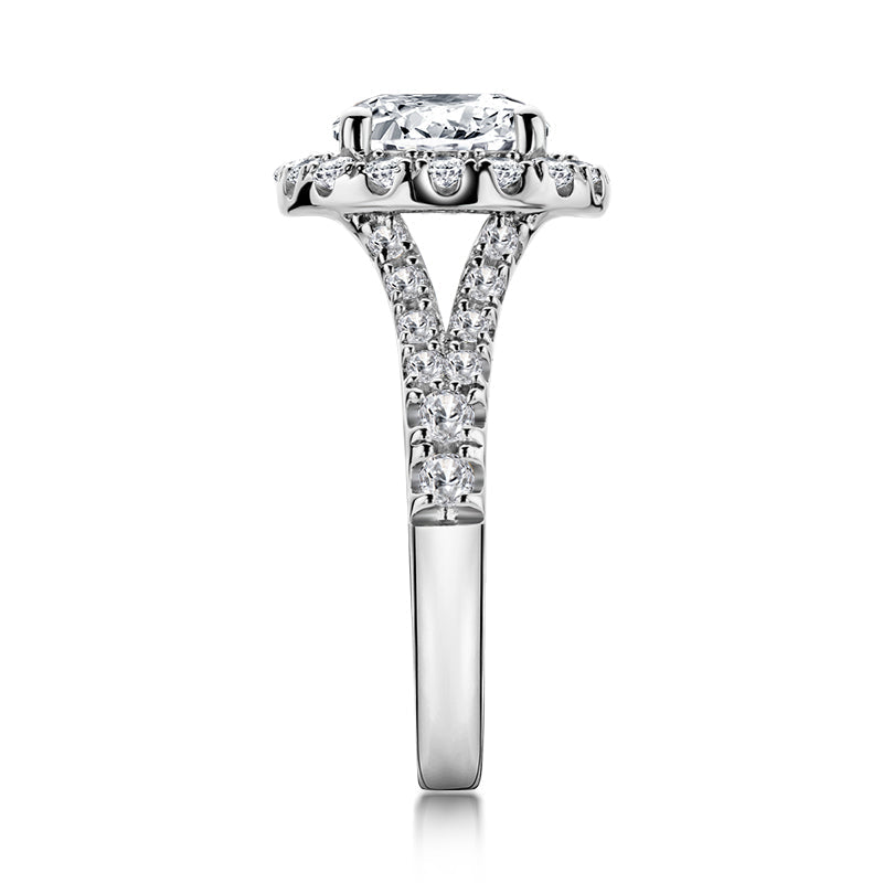 925 Sterling Silver Round Cut Cz Halo Ring