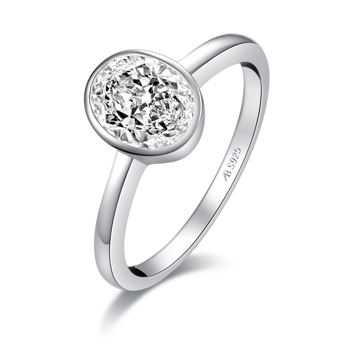 925 Sterling Silver White Created CZ Oval Solitaire Ring