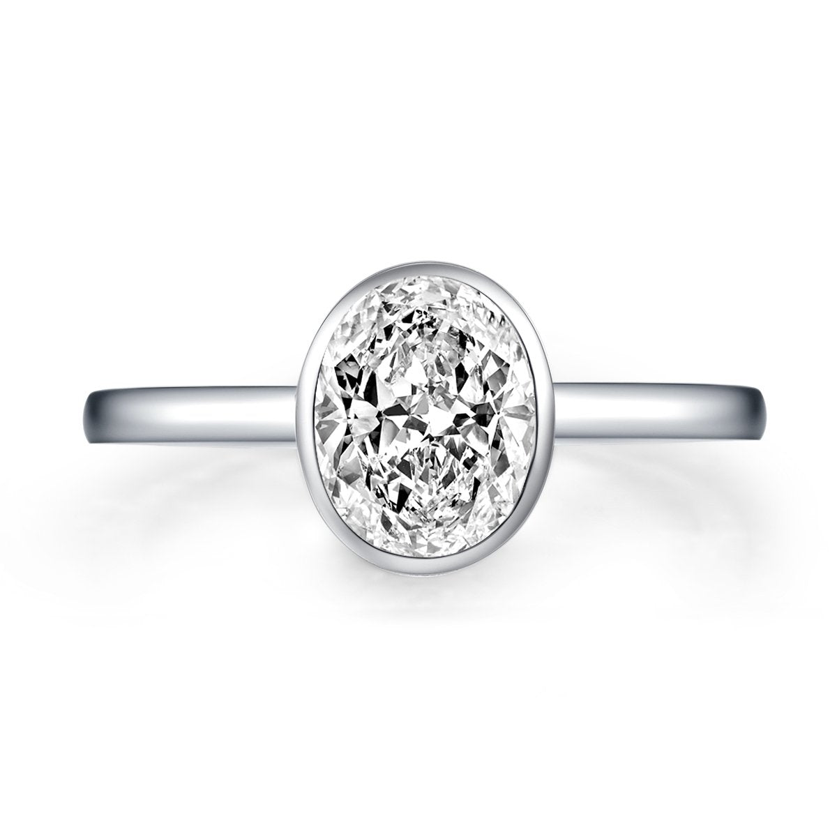 925 Sterling Silver White Created CZ Oval Solitaire Ring