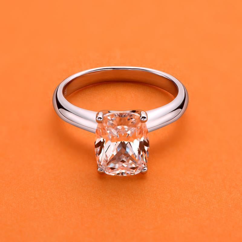 925 Sterling Silver Cushion Cut CZ Solitaire Ring