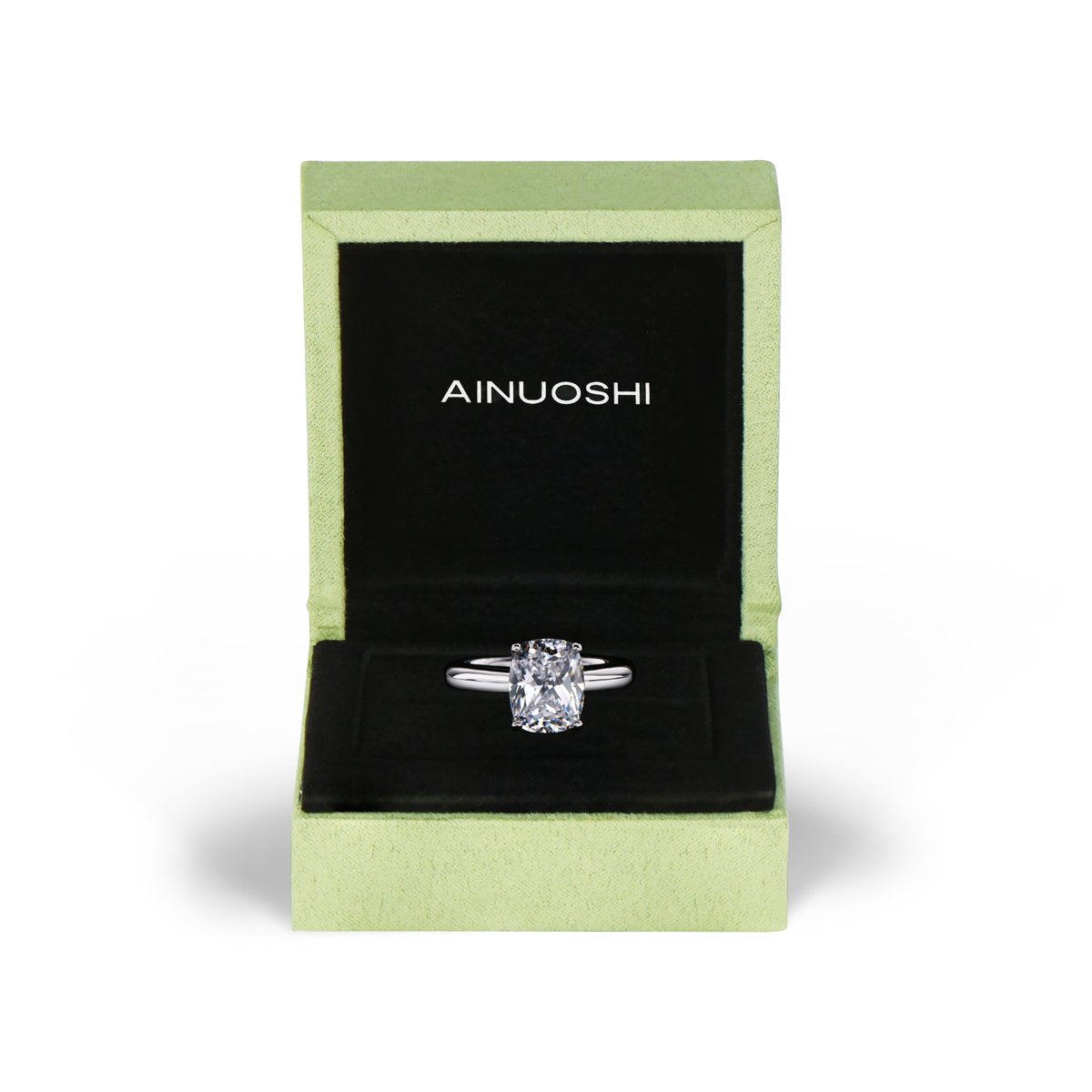 925 Sterling Silver Cushion Cut CZ Solitaire Ring