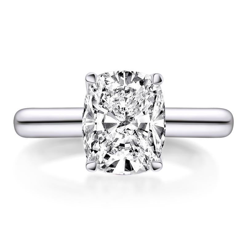 925 Sterling Silver Cushion Cut CZ Solitaire Ring