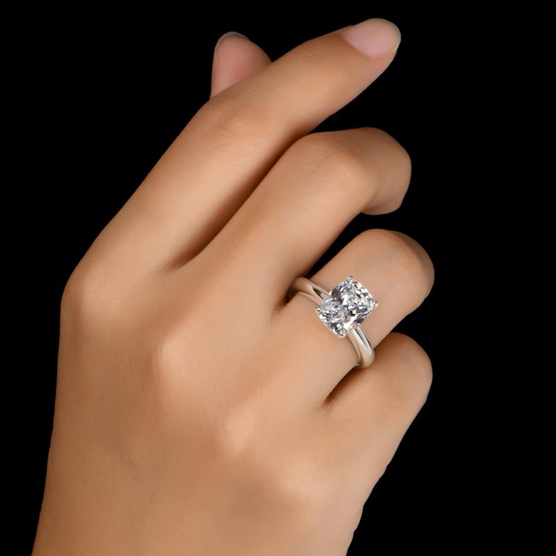 925 Sterling Silver Cushion Cut CZ Solitaire Ring