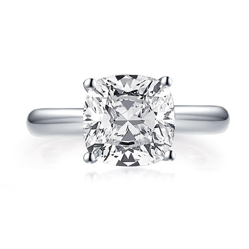 925 Sterling Silver Princess & Cushion & Round & Asscher Cut Created White Diamond Solitaire Ring