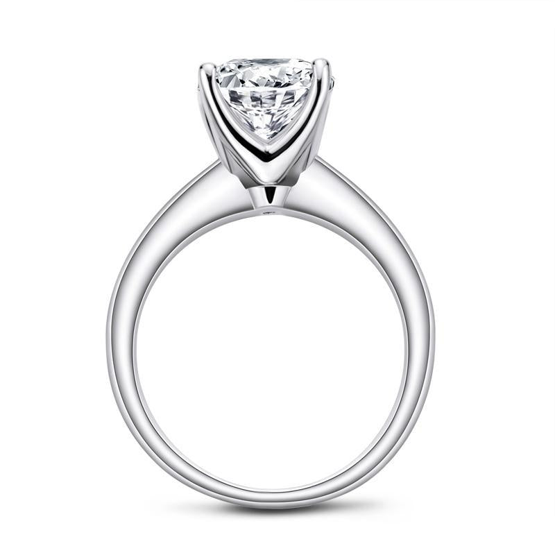 925 Sterling Silver Asscher Created White Diamond Solitaire Ring