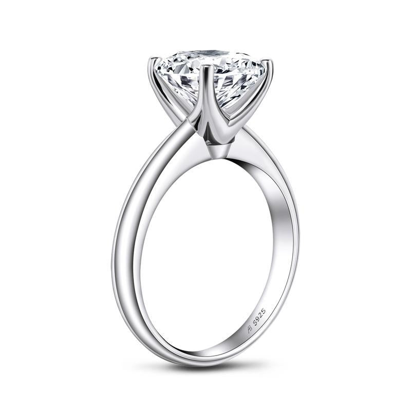 925 Sterling Silver Asscher Created White Diamond Solitaire Ring