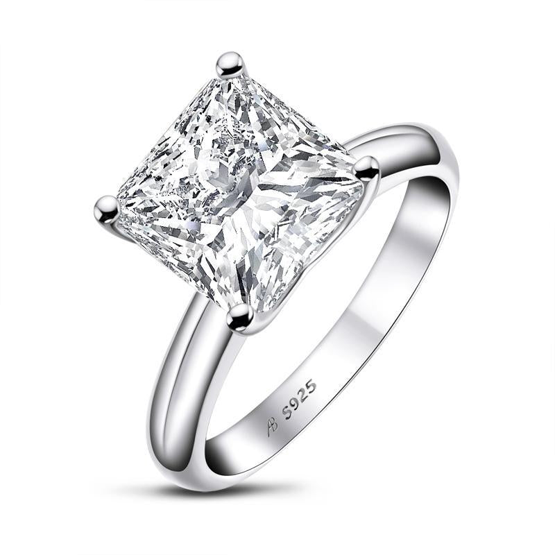 925 Sterling Silver Princess & Cushion & Round & Asscher Cut Created White Diamond Solitaire Ring