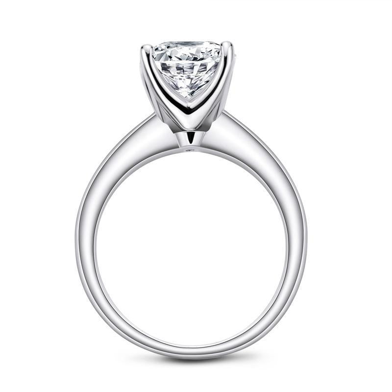 925 Sterling Silver Luxury Princess Cut CZ Diamond Solitaire Ring