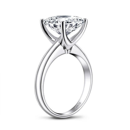 925 Sterling Silver Luxury Princess Cut CZ Diamond Solitaire Ring