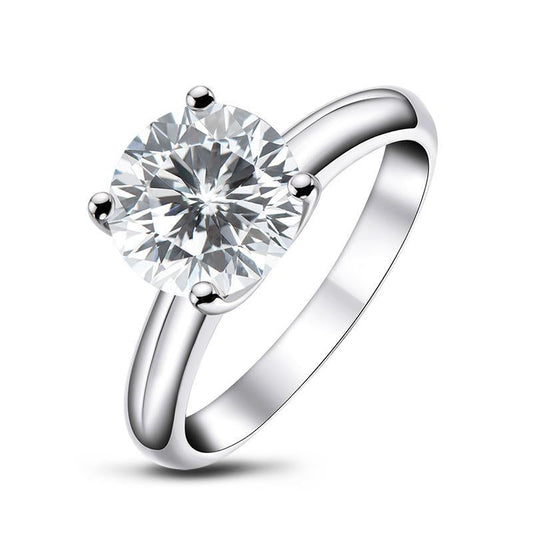 925 Sterling Silver Classic Round Cut CZ Solitaire Ring