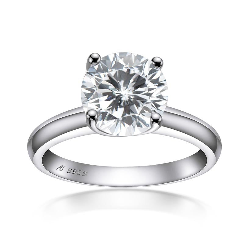 925 Sterling Silver Classic Round Cut CZ Solitaire Ring