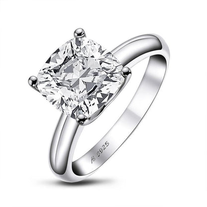 925 Sterling Silver Princess & Cushion & Round & Asscher Cut Created White Diamond Solitaire Ring