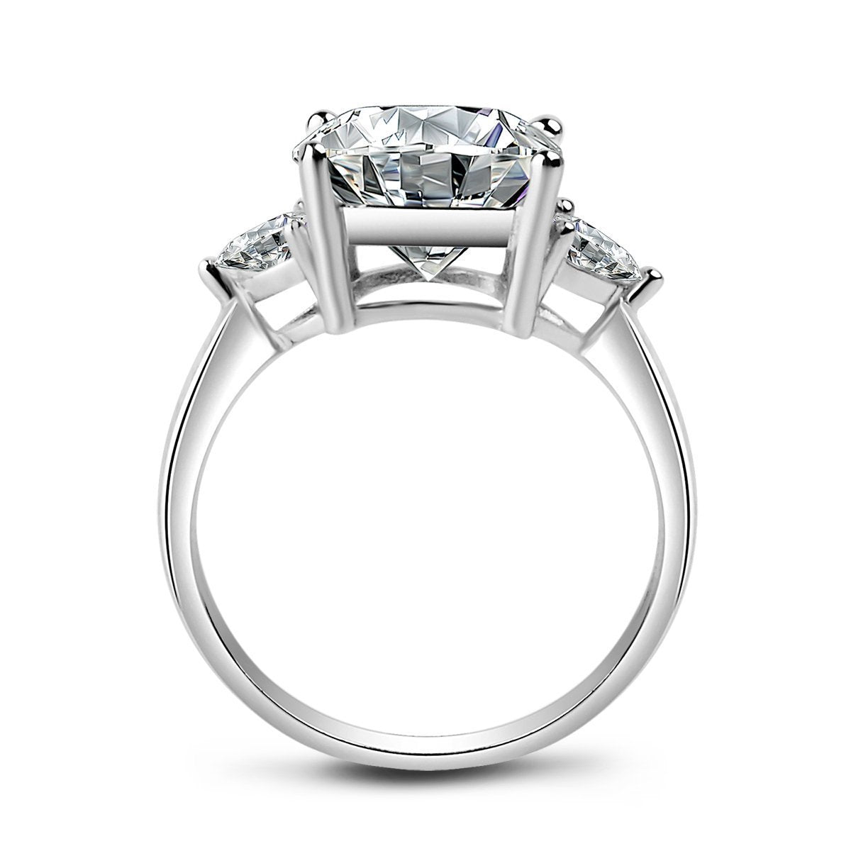 925 Sterling Silver Three Stone Round CZ Ring