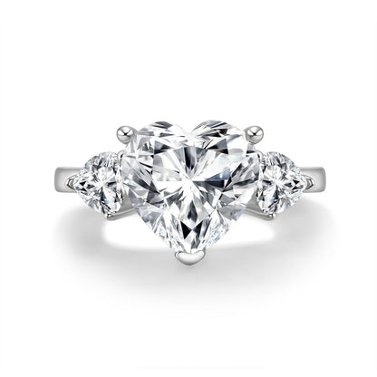 Three Stone Heart CZ Trillion Ring