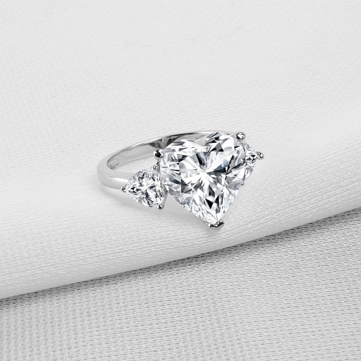 Three Stone Heart CZ Trillion Ring