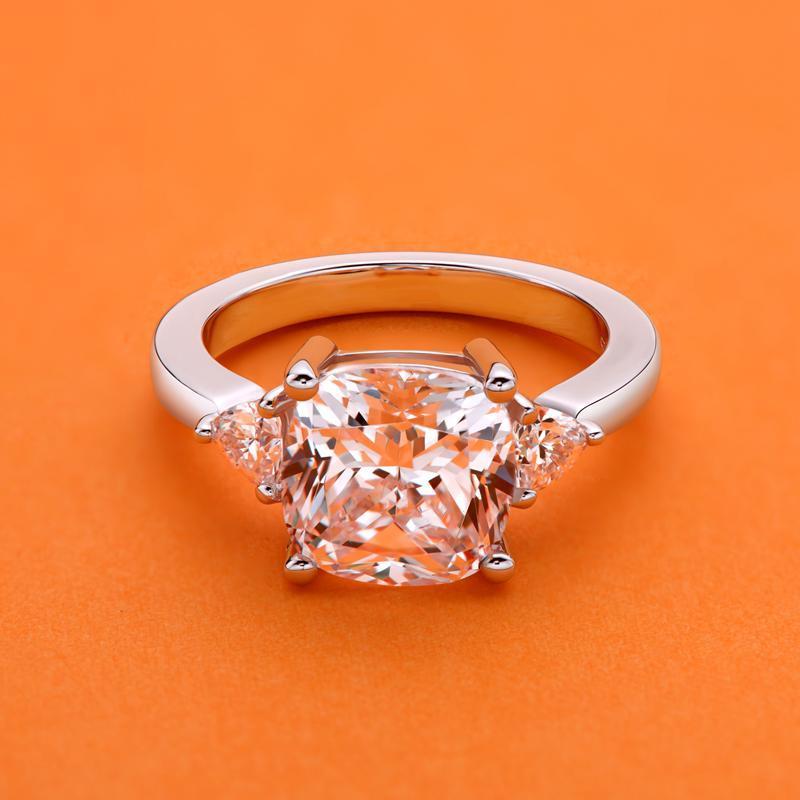 925 Sterling Silver Luxury Cushion Cut Cz Stone Ring