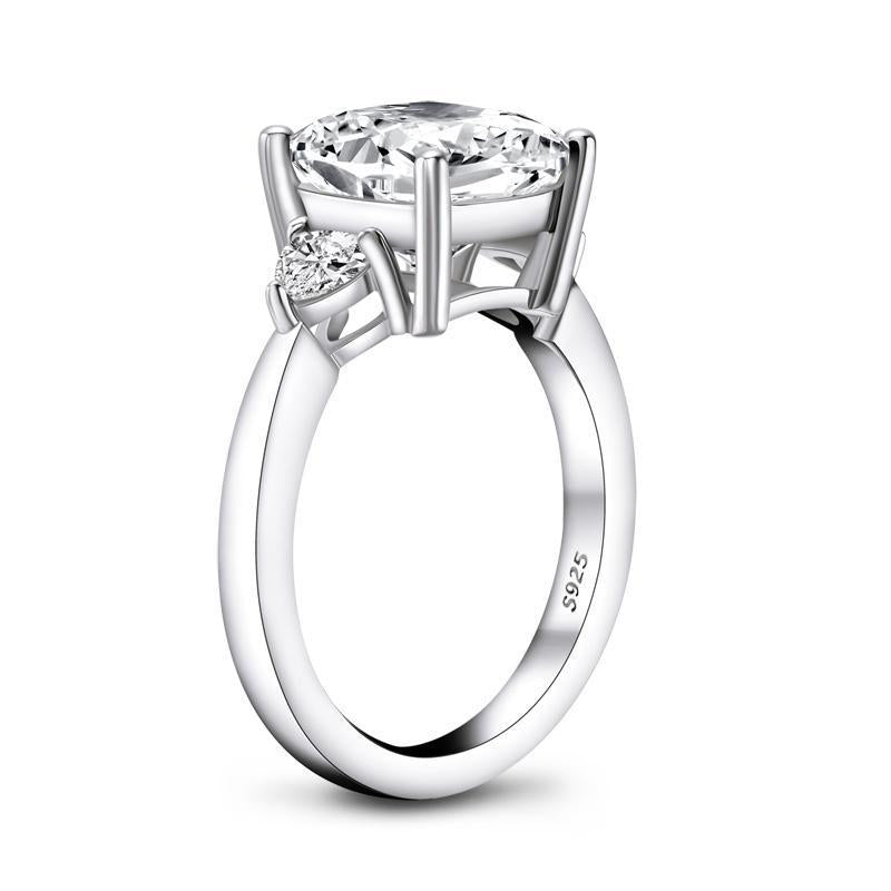 925 Sterling Silver Cushion Cut CZThree Stone Ring