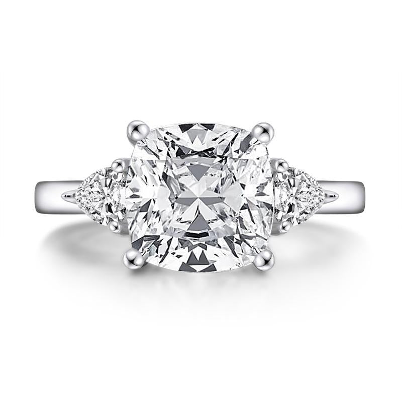 925 Sterling Silver Luxury Cushion Cut Cz Stone Ring