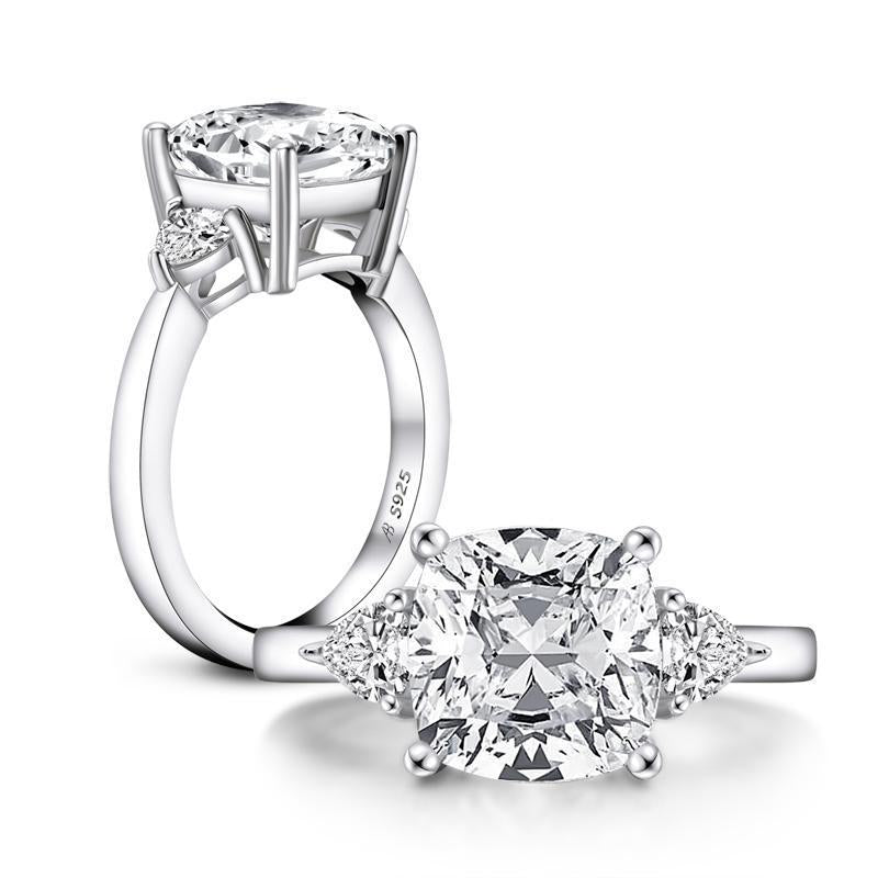 925 Sterling Silver Luxury Cushion Cut Cz Stone Ring