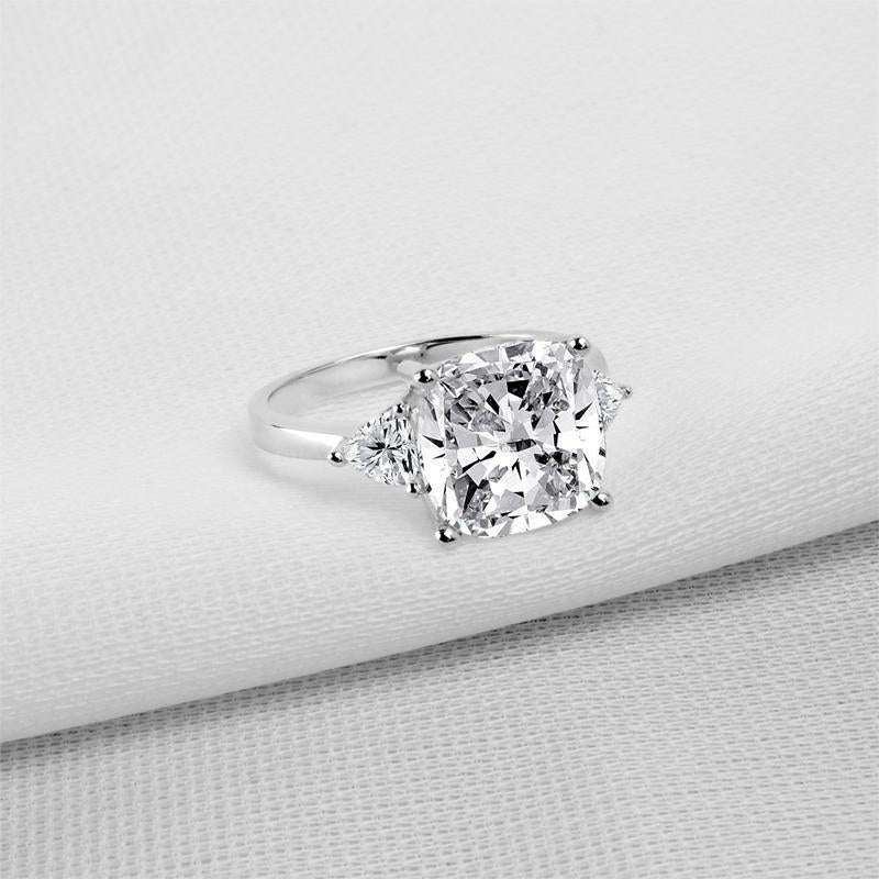 925 Sterling Silver Cushion Cut CZThree Stone Ring