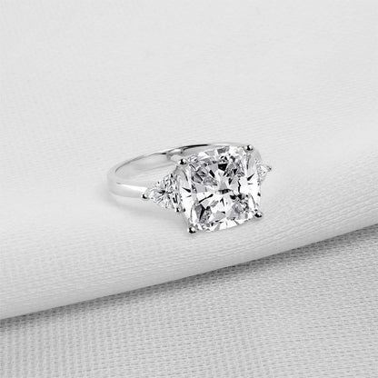 925 Sterling Silver Cushion Cut CZThree Stone Ring