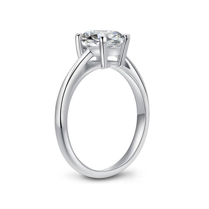 925 Sterling Silver Classic Oval Solitaire CZ Diamond Ring