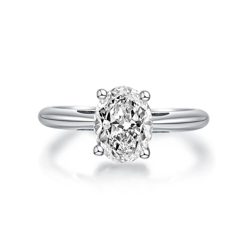 925 Sterling Silver Classic Oval Solitaire CZ Diamond Ring