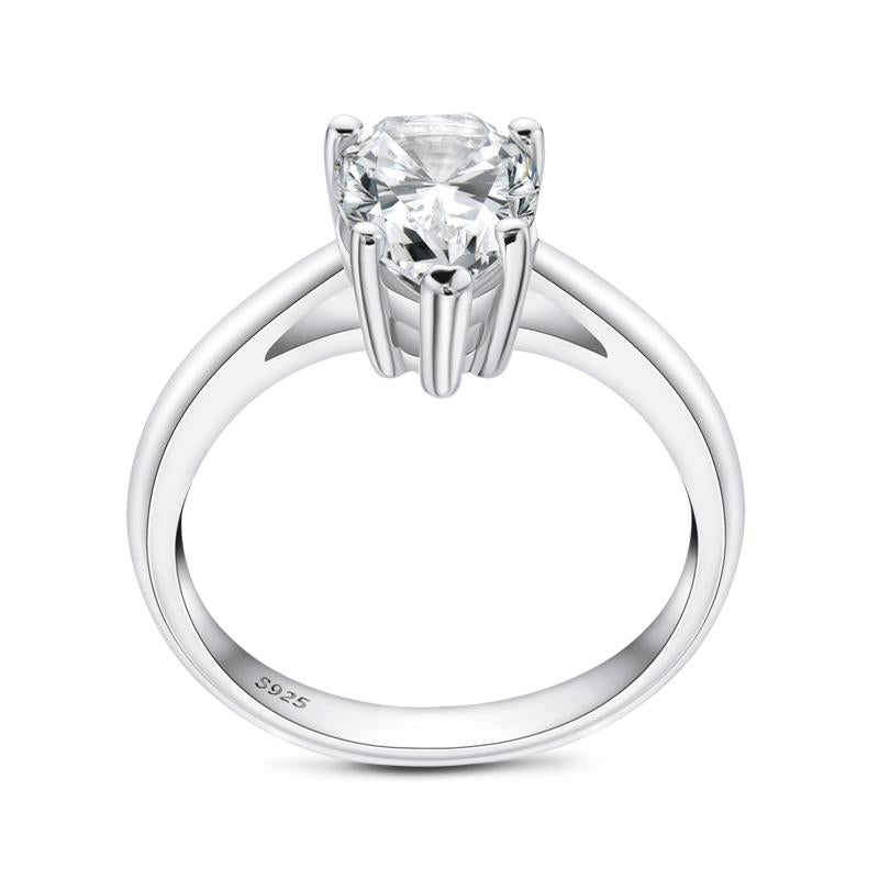 925 Sterling Silver Classic Solitaire Pear CZ Ring