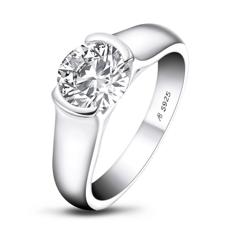 925 Sterling Silver Classic Round Cut CZ Solitaire Ring