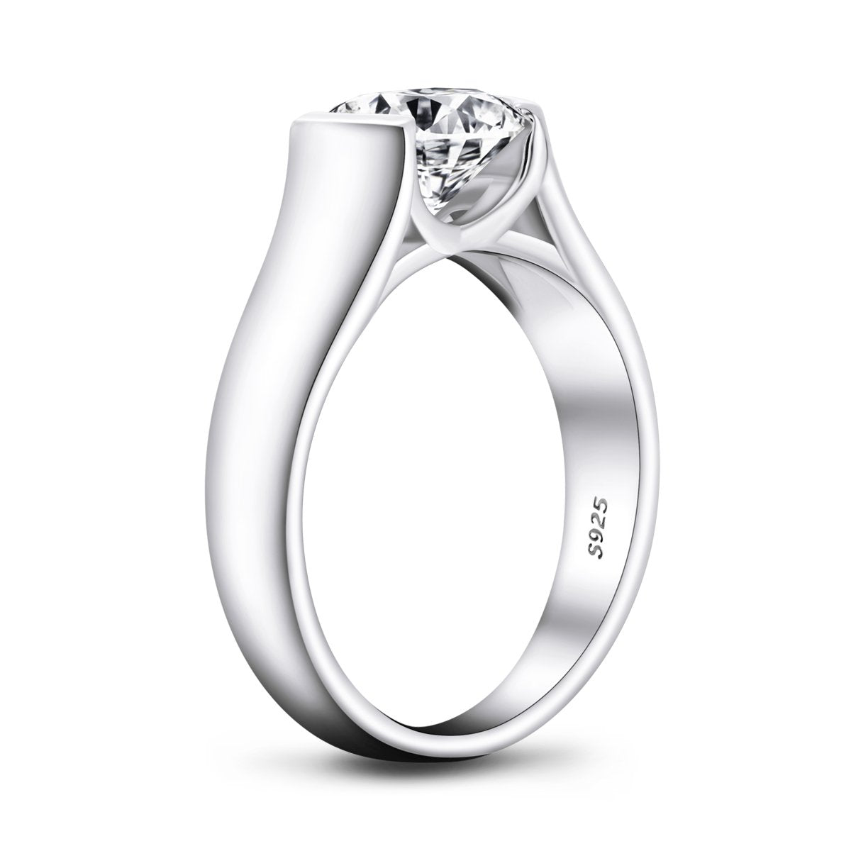 925 Sterling Silver Classic Round Created White CZ Ring