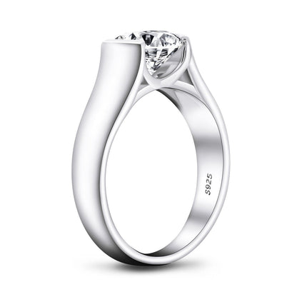 925 Sterling Silver Classic Round Created White CZ Ring