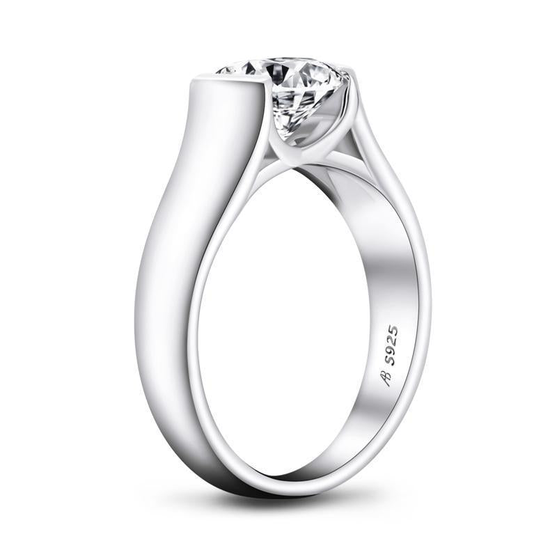 925 Sterling Silver Classic Round Cut CZ Solitaire Ring