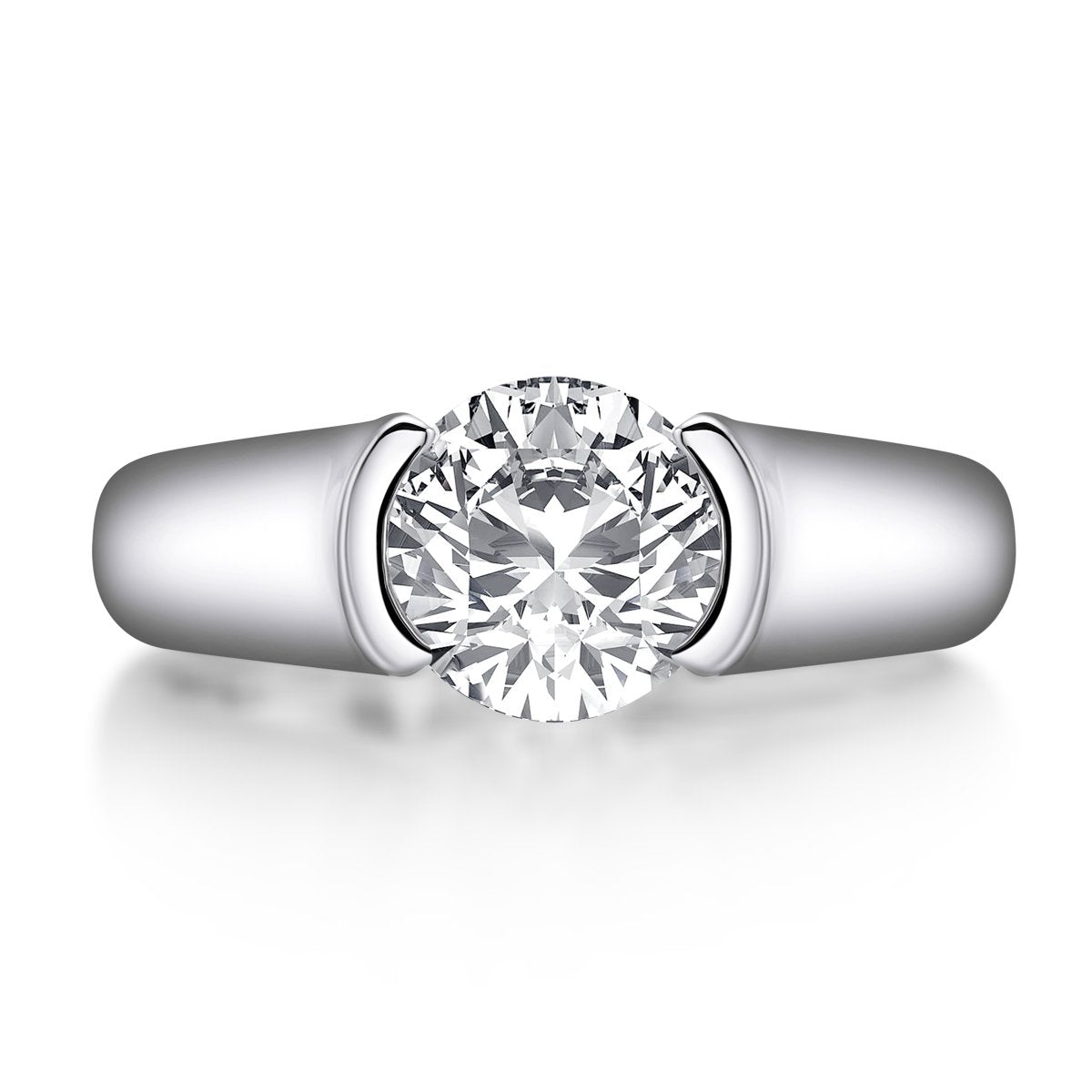 925 Sterling Silver Classic Round Created White CZ Ring