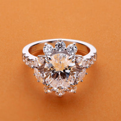 925 Sterling Silver Brilliant Flower Oval CZ Diamond Halo Ring