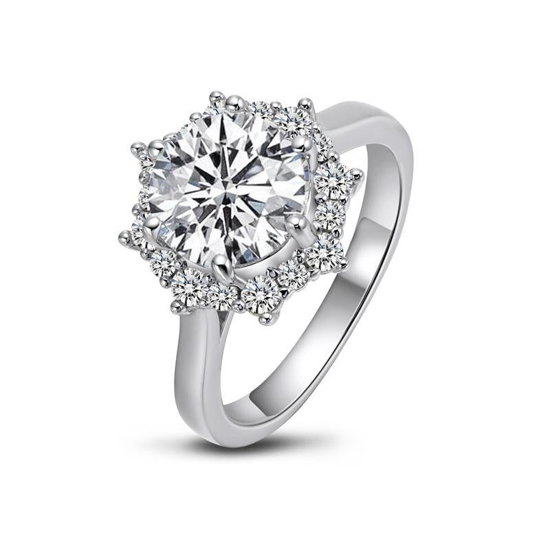 925 Sterling Silver Round Cz Halo Ring