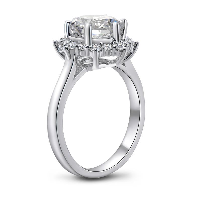 925 Sterling Silver Round Cz Halo Ring