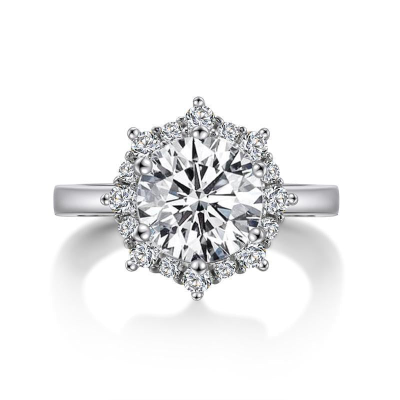 925 Sterling Silver Round Cz Halo Ring