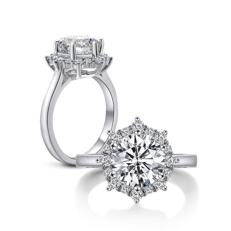 925 Sterling Silver Round Cz Halo Ring