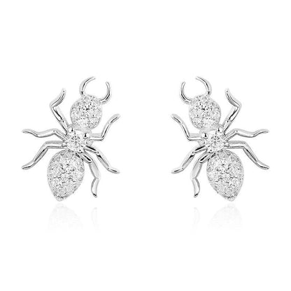 925 Sterling Silver CZ Spider Created Diamond Stud Earring