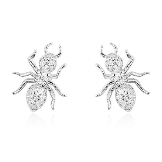 925 Sterling Silver CZ Spider Created Diamond Stud Earring