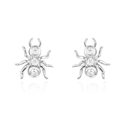 925 Sterling Silver Small Spider CZ Stud Earring