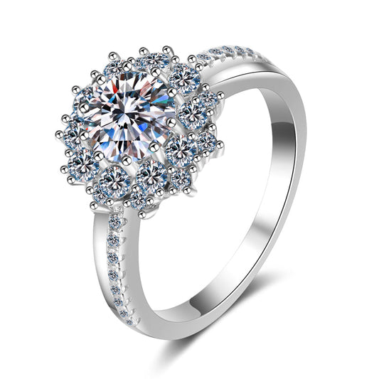 925 Sterling Silver Round Cut CZ Halo Ring