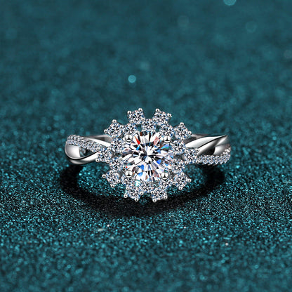 925 Sterling Silver Round Cut CZ Halo Split Shank Ring