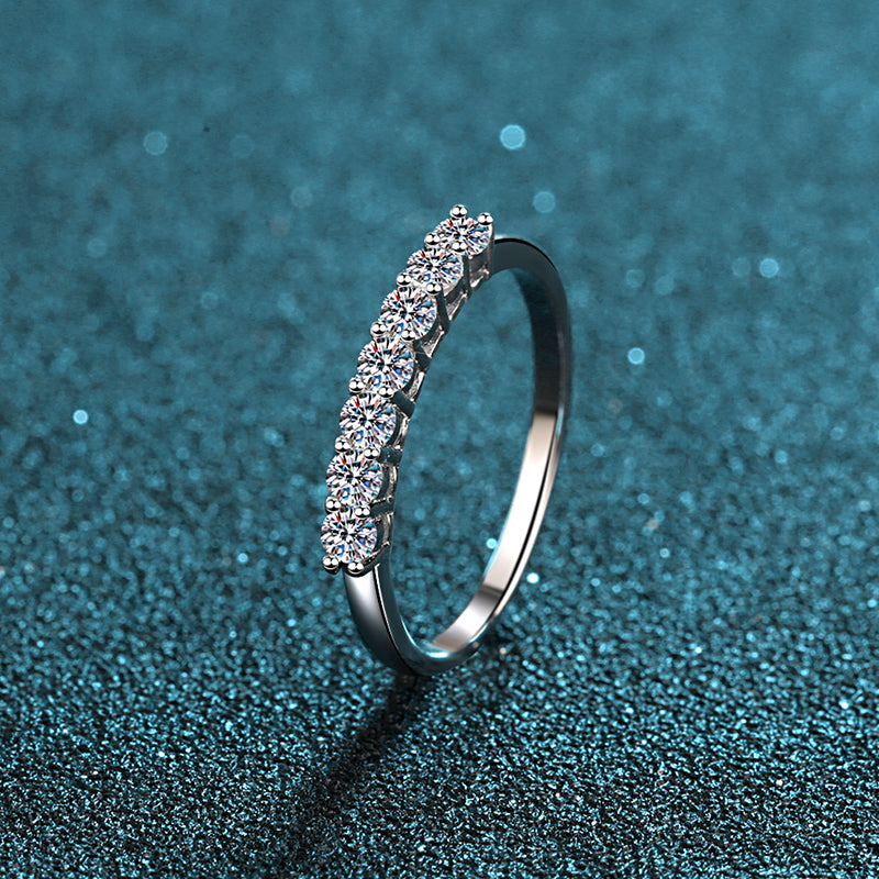 925 Sterling Silver Round Cut CZ 7-Stone Wedding Band