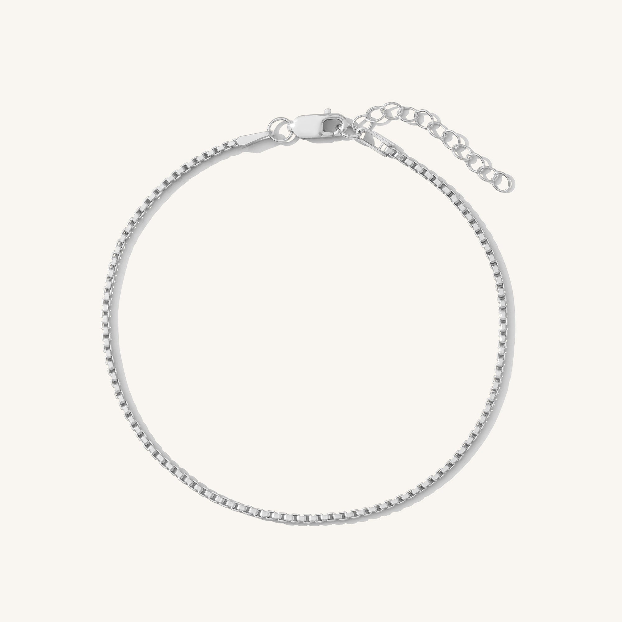 925 Sterling Silver Thin Box Chain Bracelet 5